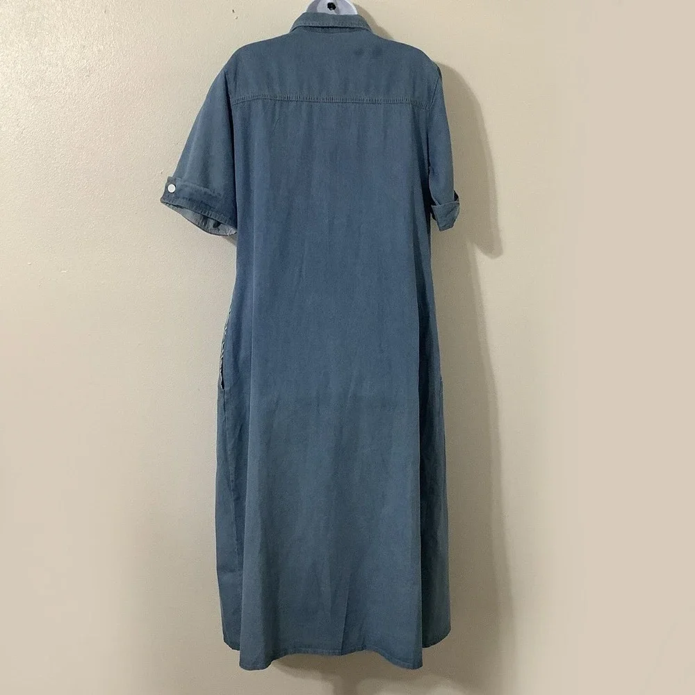 Vintage Denim Maxi Dress XL Country Western‎ Cowgirl Retro Casual Summer